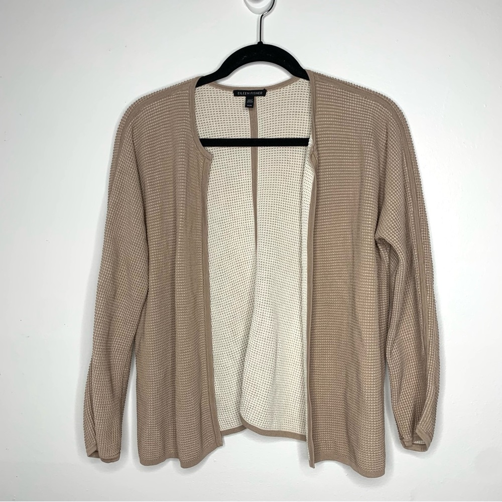 Eileen Fisher Tan Open-Front Cardigan